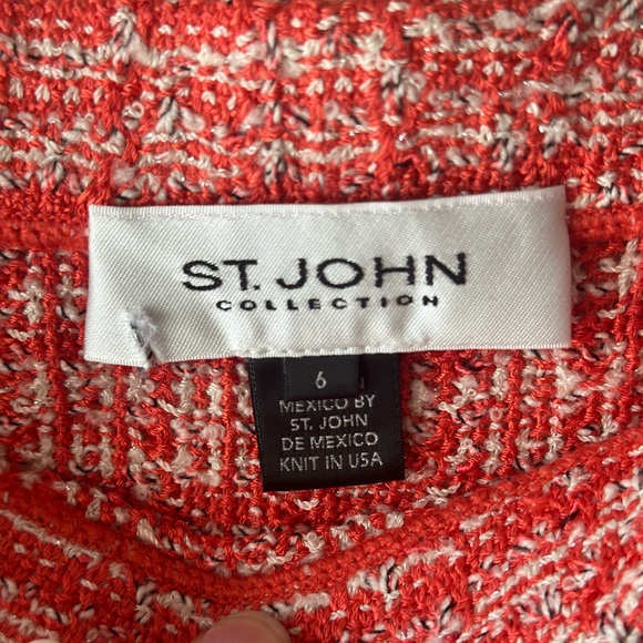 St. John Collection Red and White Tweed Knit Heather Dash Pencil Skirt Size 6 - Picture 2 of 4